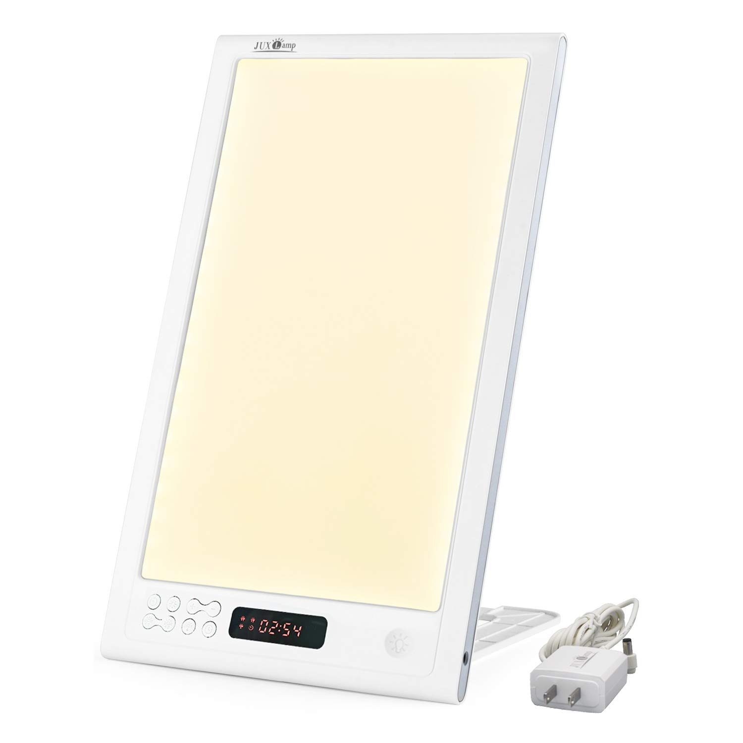 JUXLamp 高照度 光線 療法 12000lux フルスペクトル LED 光 目覚まし ライト 体内時計 がリセット 寝坊 夜勤 時差ぼけ に適し 光 目覚まし時計 自然音付き ベッドサイドラン