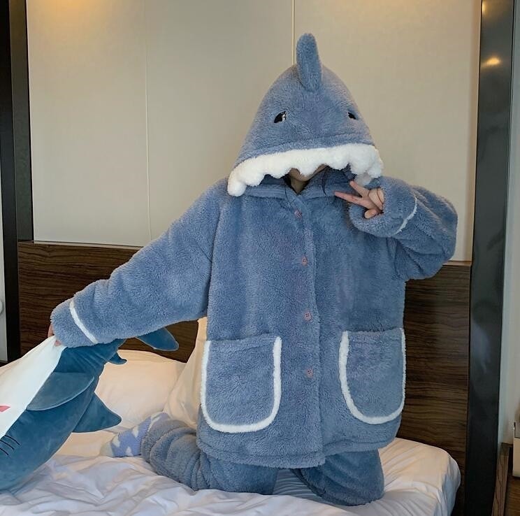 858秋冬 もこもこ パジャマ ウェア サメ 上下セット 部屋着 寝間着 動物 5,622円