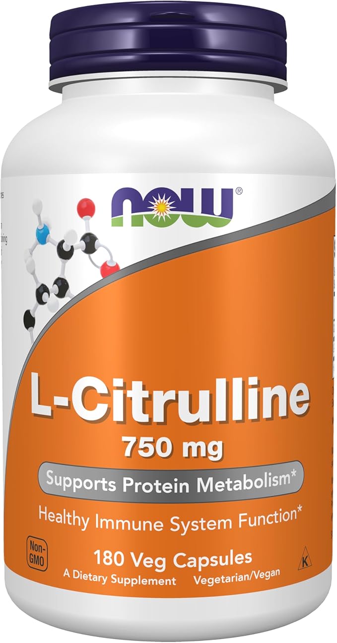 NOW Foods Supplements, L-Citrulline 750 mg, Supports Protein Metabolism*, Amino Acid, 180 Veg Caps