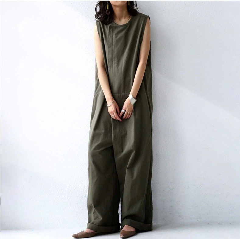 サロペット 夏 無地 ワイドパンツ レディース オールインワン30%までに制限