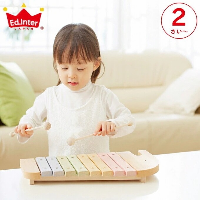 エドインター NIHON エレファントシロフォン 楽器 子供 木のおもちゃ 2歳 3歳 木琴 おもちゃ 打楽器 ゾウ 音 音楽 日本製 木製 女の子 男の子 誕生日 節句