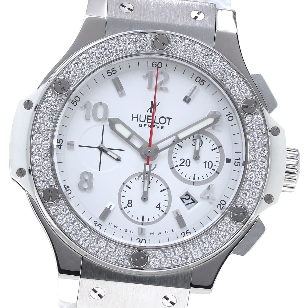 ウブロ HUBLOT 301.SE.230.RW.114 ビッグバン スチールホワイト ダイヤベゼル クロノグラフ 自動巻き メンズ 保証書付き_844601【中古】
