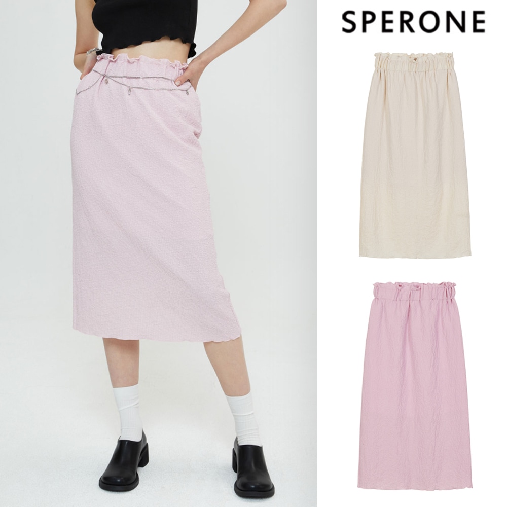 [SPERONE] Relaxed Seersucker Skirt