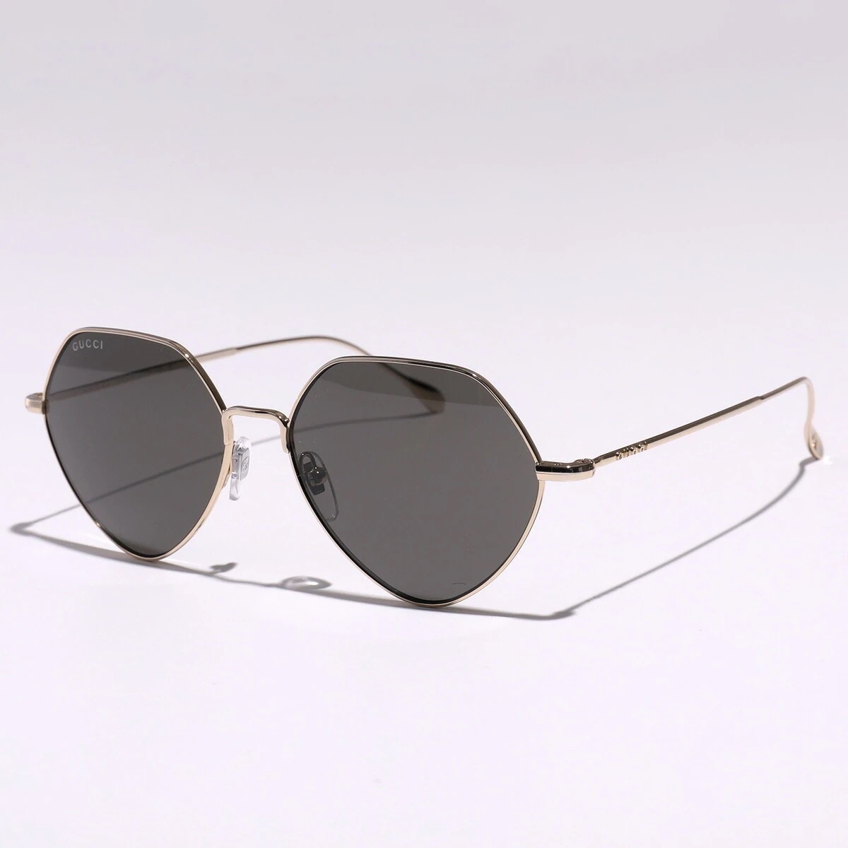 GUCCI グッチ サングラス GG1182S レディース ポリゴン型 メタルフレーム 細フレーム クリングスタイプ ロゴ アイウェア 001/GOLD-GOLD-GREY