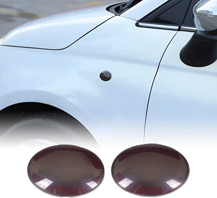 スモークレンズ ウィンカーランプ 装飾保護トリムカバー FIAT 500 2010-2015に適合( ラウンドウインカー-2PCS)