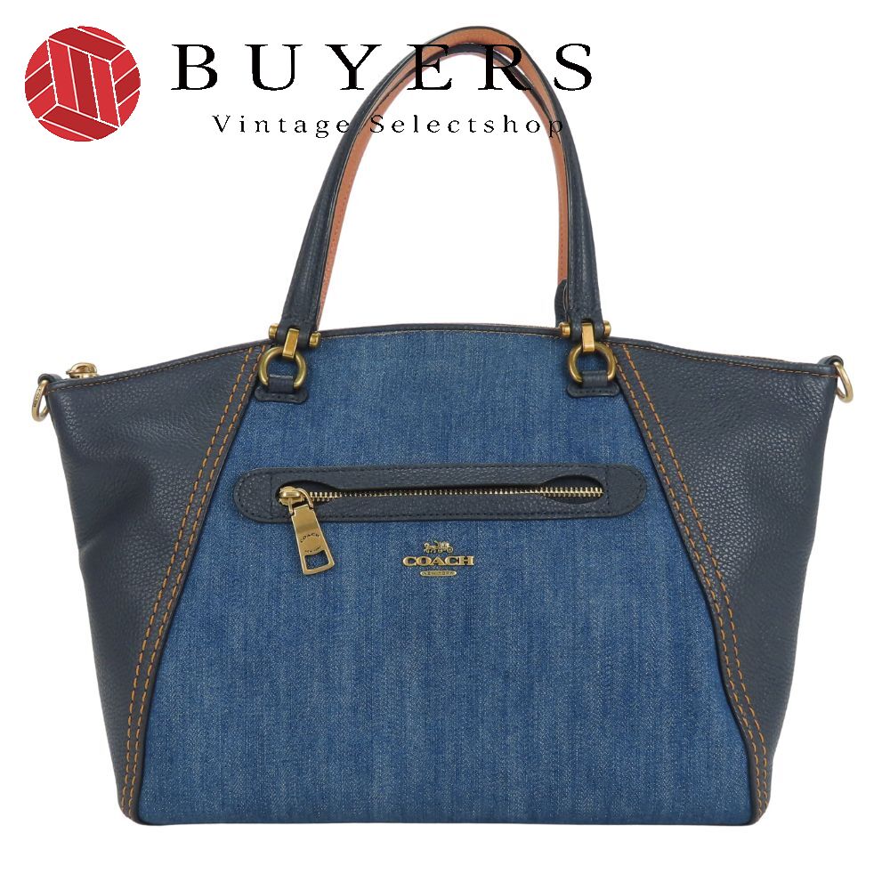 中古 ハンドバッグ プレーリーサッチェル 67332 デニム レザー インディゴ ネイビー ピンク レディース 女性