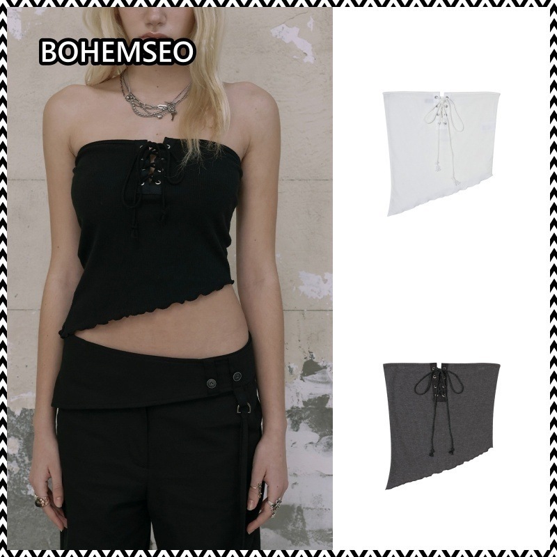 bohemian seoul EYELET WAFFLE TUBE TOP