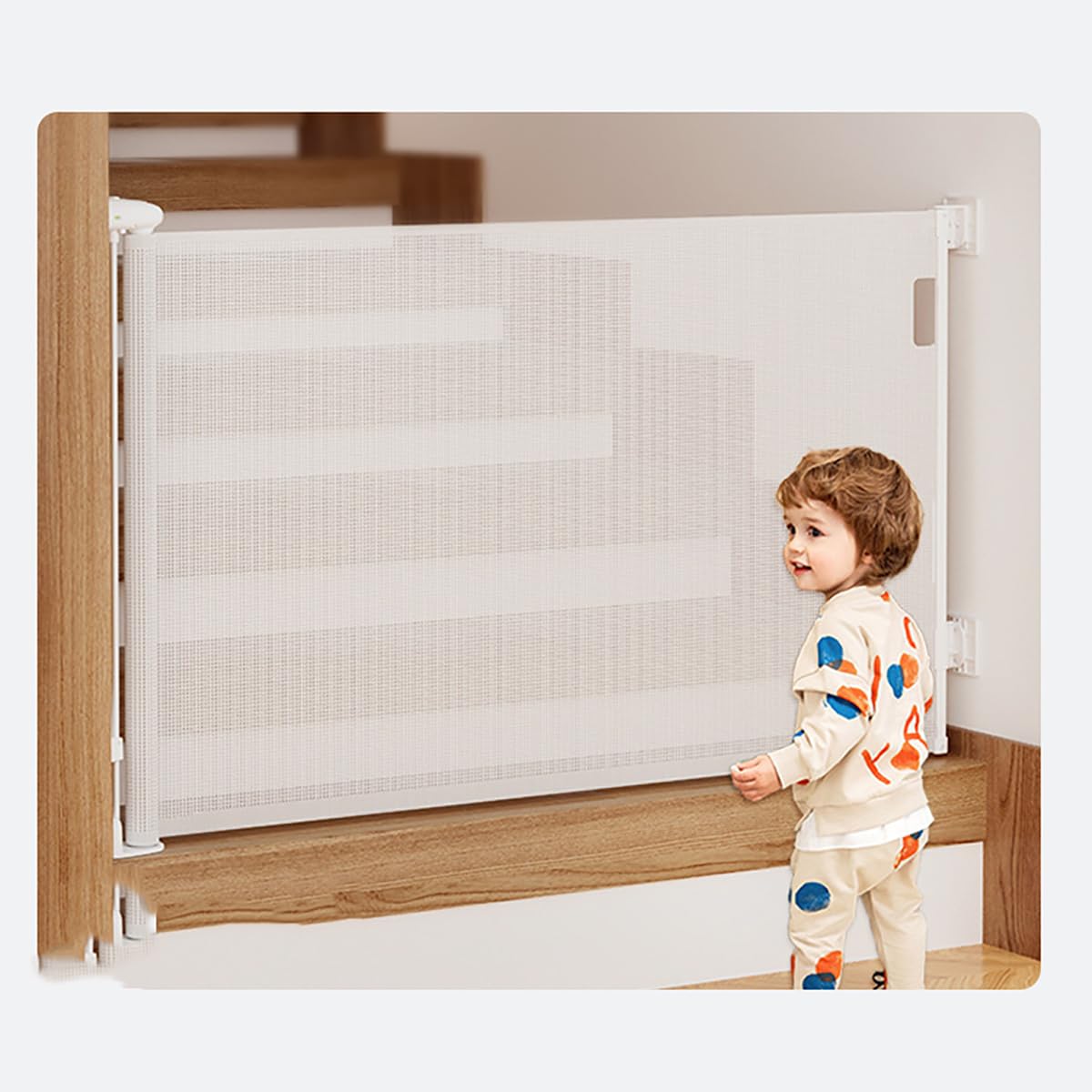 Wallfire ベビーゲート ロール式ベビーガード 巻き取り式 最大幅180cm バリアフリー 段差なし ロック機能 ペットゲート セーフティゲート ペットフェンス 犬 猫 台所 柵 廊下 ホワイト