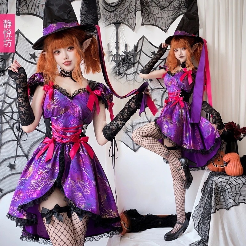 ハロウィーン衣装大人女性ロールプレイング魔女衣装魔女バンパイアクモ悪魔ワンピース女性今日は30パーセント
