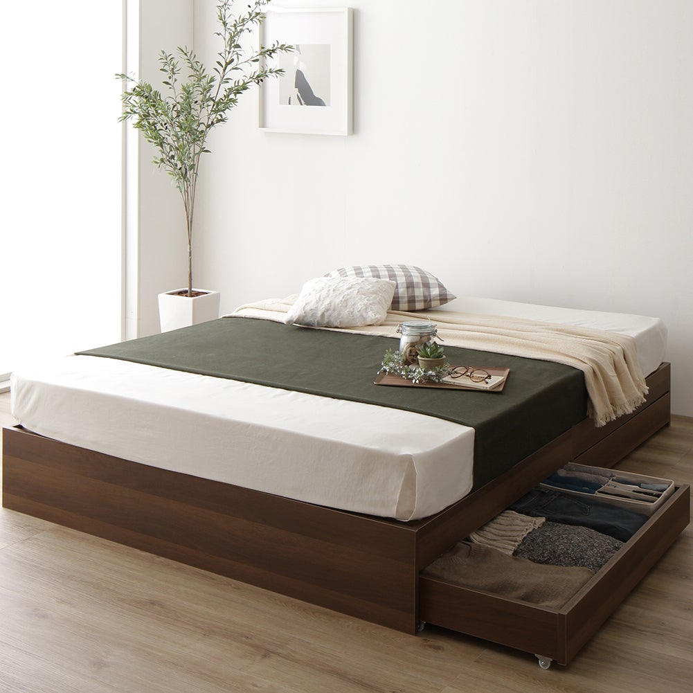 ベッド シングル 収納付き 引き出し付き 木製 省スペース コンパクト ヘッドレス シンプル モダン
