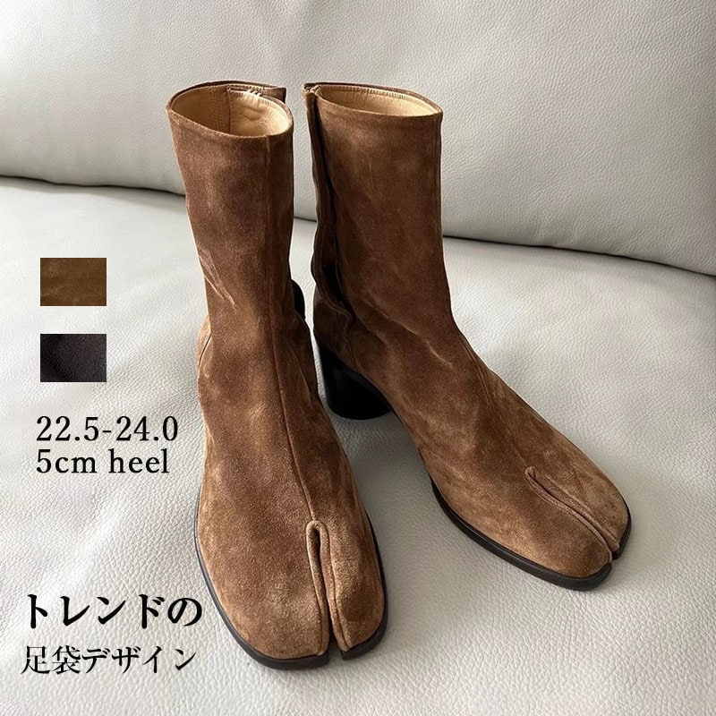 足袋ブーツ ブーツ レディース ショートブーツ タビブーツ 足袋 5cmヒール スエード 軽量 ショート丈 可愛い 大きいサイズ 歩きやすい 疲れにくい ブラック 黒 ブラウン 茶色 カジュアル ビジ