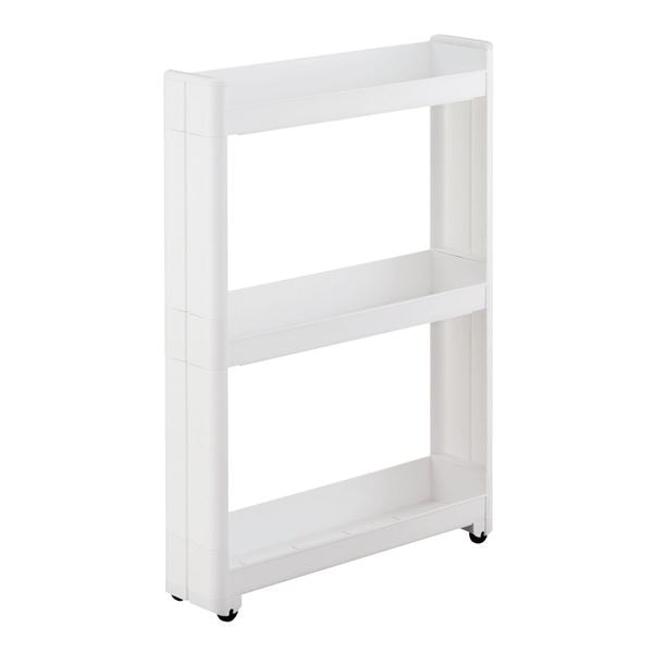 (3個セット) キッチンワゴン(キッチン収納/隙間収納) スリム (3段) 幅12.5cm×奥行55cm×高さ76.2cm キャスター付き ホワイト(白)