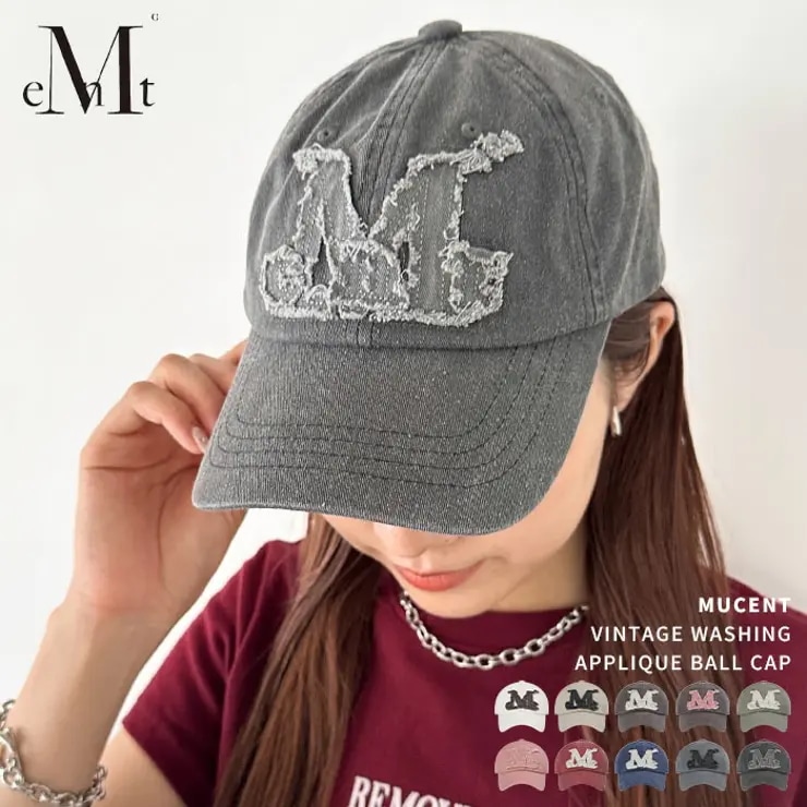MUCENT(ムセント)/VINTAGE WASHING APPLIQUE BALL CAP