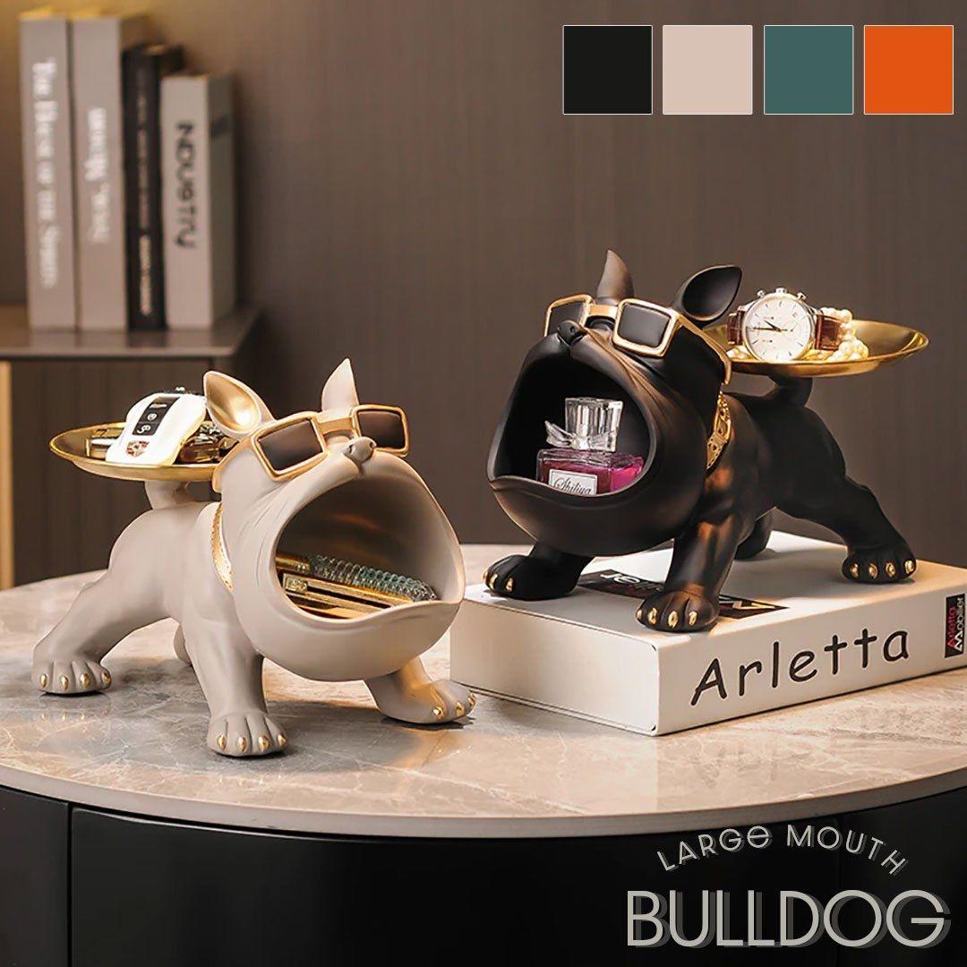 高品質保証小物入れ 口デカ ブルドッグ 4カラー 置物 尻尾お皿 犬 高さ19cm ミニテーブル 卓上 おしゃれ インテリア 小物置き 収納 シンプル リビング 一人暮らし 家具 新