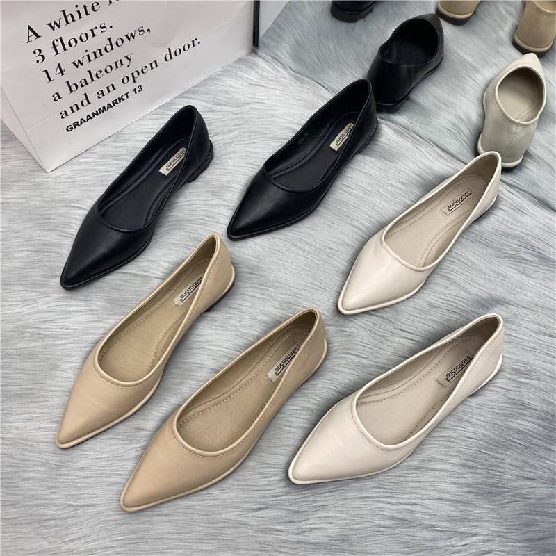 3color レディース パンプス レディースパンプス ヒールサンダル フラットシューズ 室内履き 1cmヒール ローヒール ぺたんこ ポインテッドトゥ 柔らかい ベーシック 歩きやすい 疲れにくい