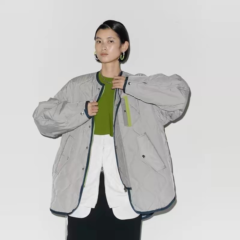 UN3D 高品質 レディース 中綿ジャケット ロング ボタン ポケット オーバーフィット ジャケット・コート [3カラー]