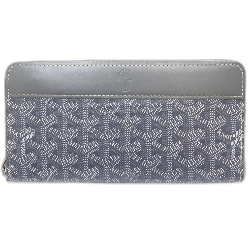 マティニョンGM ラウンドファスナー 長財布 PVCxレザー グレー/181430【中古】 59,568円