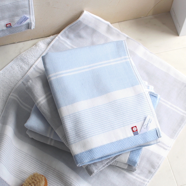 フェイスタオル 10枚 今治タオル 今治 ボーダー 34×90cm おしゃれ 綿100 ガーゼ パイル 綿 かわいい ブルー グレー 日本製 ガーゼタオル ループ付き まとめ買い デイリー kcnft