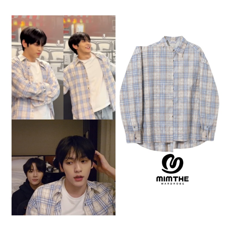 [TXTスビン着用][Stray Kidsリノ着用] 【MIM THE WARDROBE】vintage washed checkered shirt blue