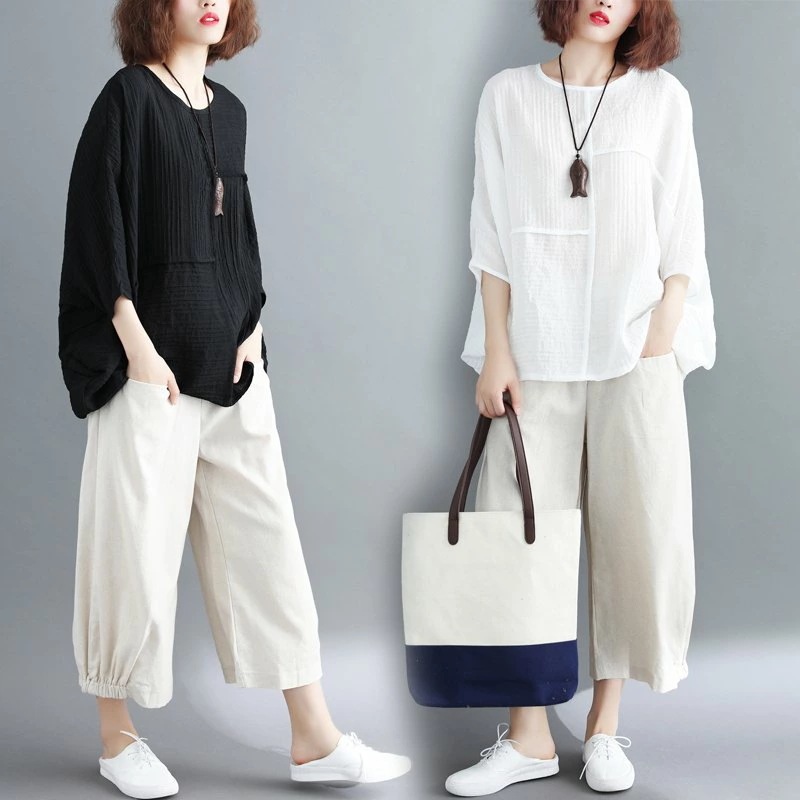 セットアップ 森ガール レディース Tシャツ ガウチョパンツ 九分丈 体型カバー ゆたり 大きいサイズ カジュアル トップス 母の日 プレゼント