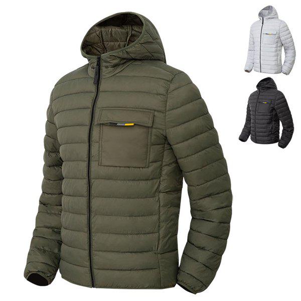 ダックダウン胸ポケット軽量パディングフード付きジップアップジャンパーゴルフジャケット