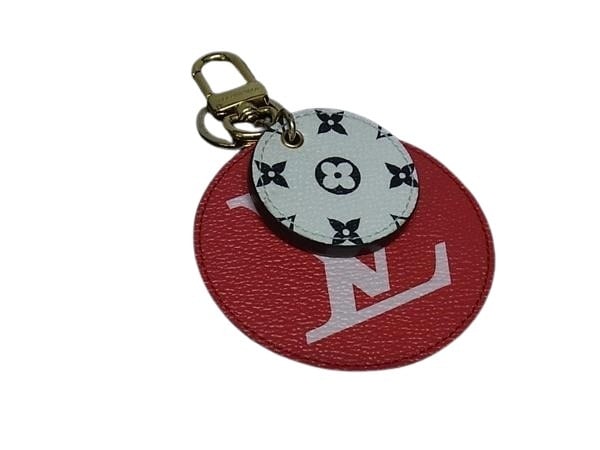 キーホルダー モノグラム ポルトクレ イリュスト M67847 レッド系×ピンク系×アイボリー系 PVC レザー ユニセックス バッグチャーム ゴールド金具【本物保証】