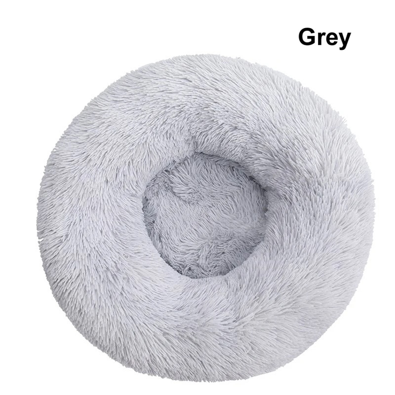 ペット用の丸いぬいぐるみ,犬と猫用の犬小屋,冬用のマットレス,柔らかくふわふわのクッション WHITE M diameter 60cm