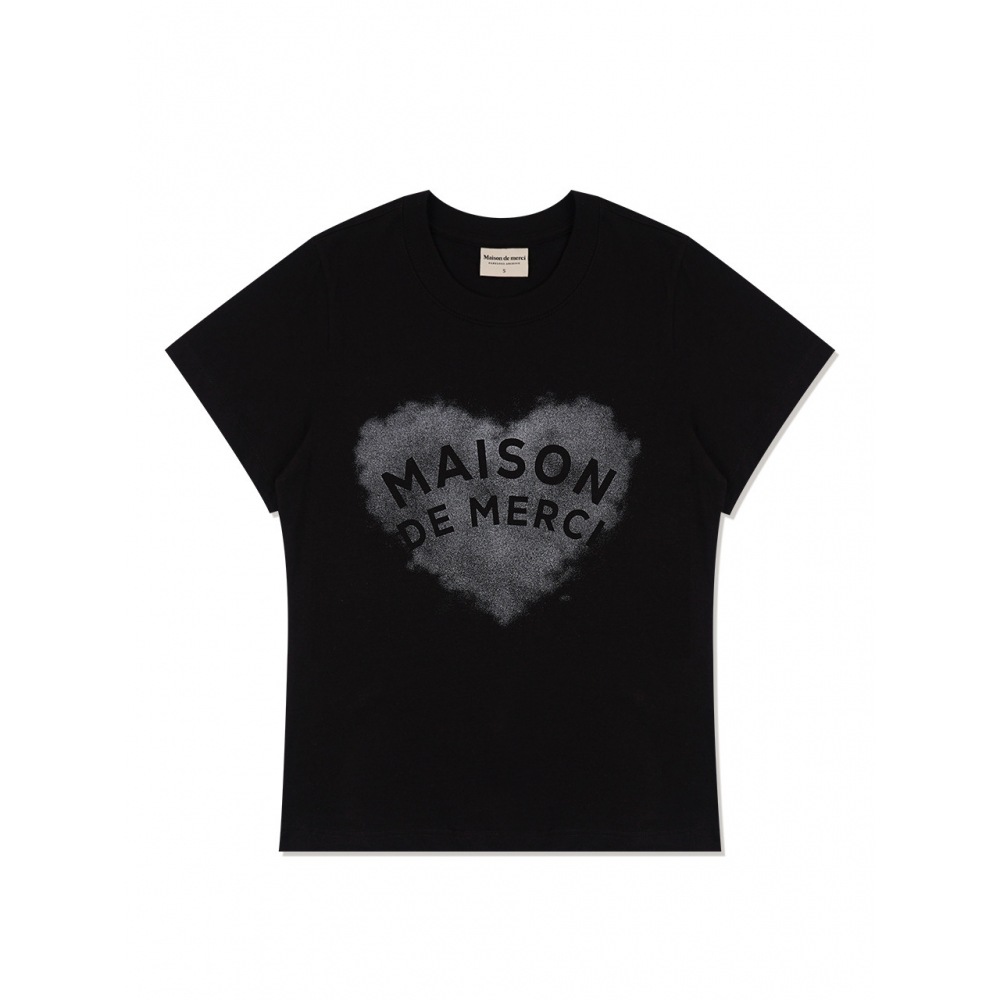 ファビュラスアーカイブ女性用ベーシックコットンキャンディーハートロゴショートスリーブ T シャツブラック (FCE2TS205W)