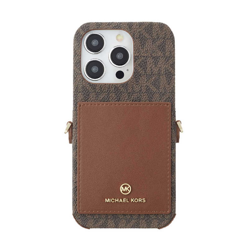 マイケルコース　Wrap Case Pocket with Strap iPhone 15 Pro MICHAEL KORS Brown　MKWSBRWPWIP2361P