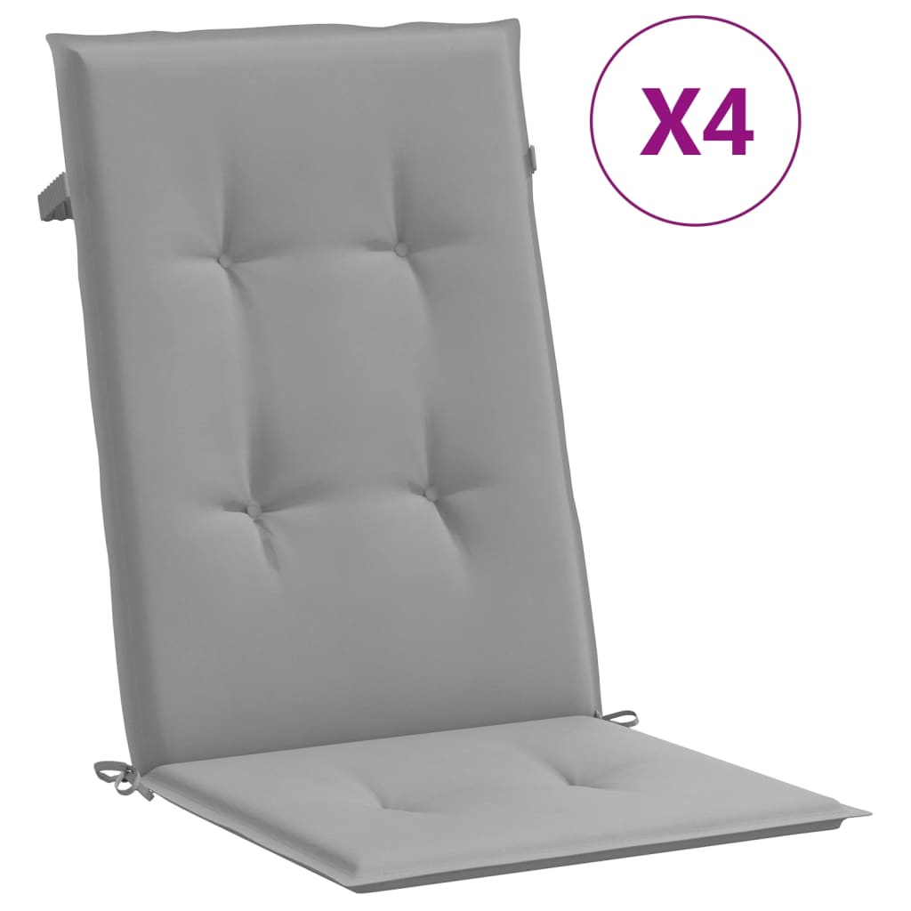 ガーデンハイバックチェア クッション 4点 グレー 120x50x3 cm ファブリック 5,229円