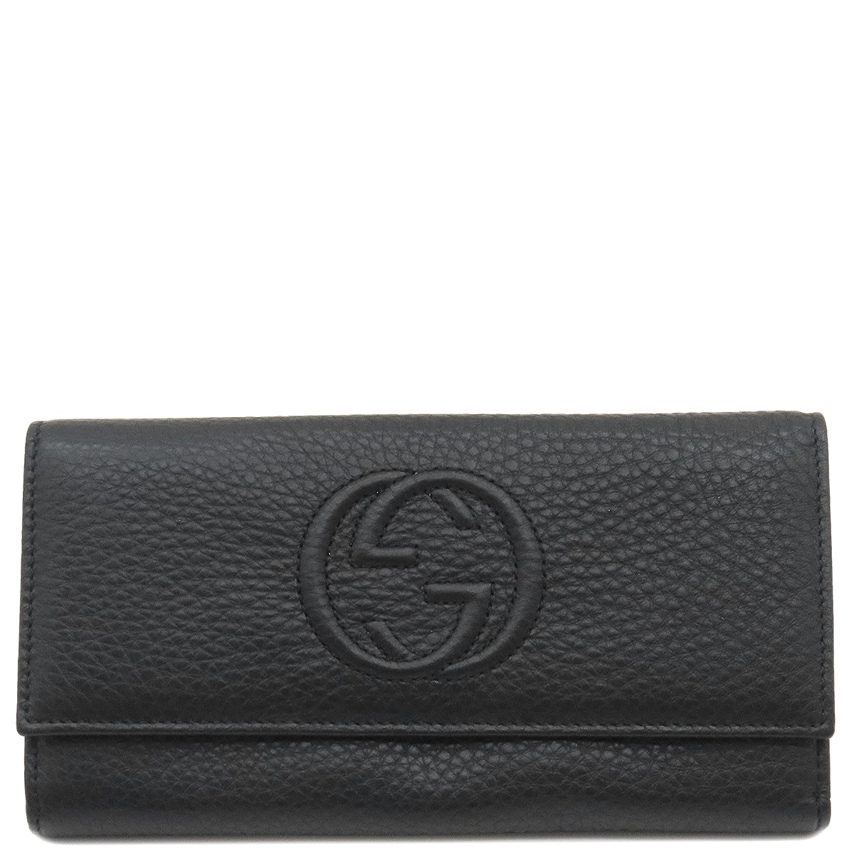 グッチ GUCCI 長財布 ソーホー インターロッキング ウォレット レザー ブラック ゴールド金具 黒 282414 【箱】【中古】