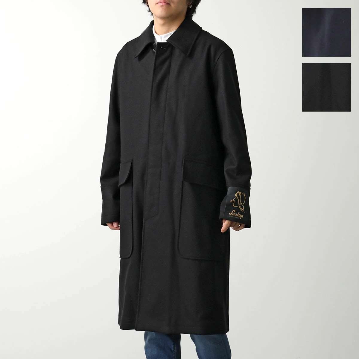 SEALUP シーラップ バルカラーコート 50113 7685 メンズ ウールブレンド ステンカラーコート ロング丈 ロゴ カラー2色