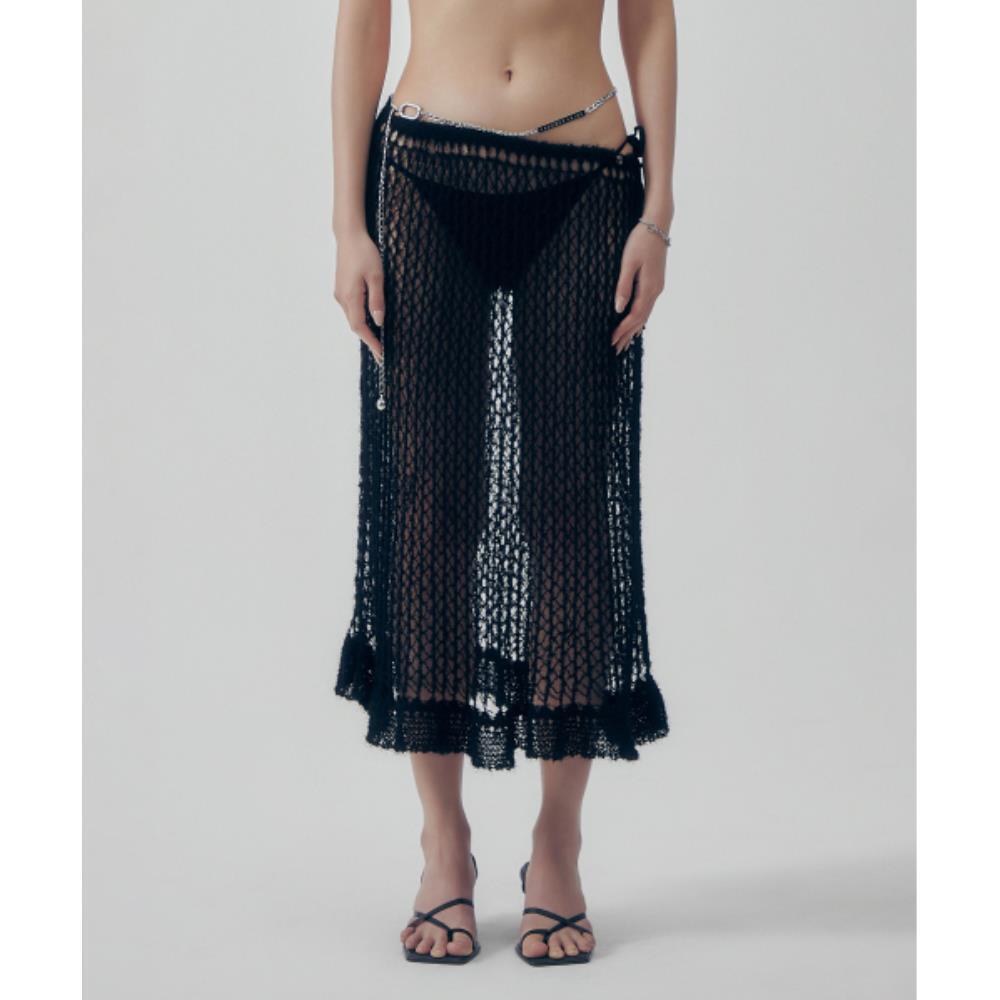 TREEMINGBIRD Soft Kint Layered Skirt Black TM2535KS002