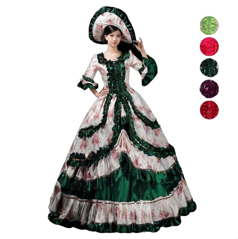 【目玉商品～超人気】宮廷ドレス プリンセスドレス ロングドレス 中世貴族風 貴族ドレス オペラ声楽 演劇 ステージ衣装 お姫様ワンピース 可愛い 貴婦人ドレス 高級感 ヨーロッパ風ドレス 華やか フレ