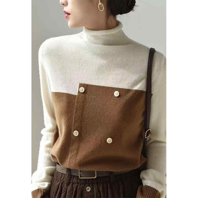 レディース トップス ニット オシャレ 韓国 スタイル カワイイ カジュアル セーター カーディガン 長袖 ニット 秋 冬 インナー デザイン ルーズ ショート イタリアン コントラスト カラー スプ