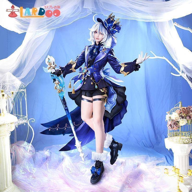 原神 Genshin フリーナFurina フォカロルスFocalors 黒Ver コスチューム 豪華帽子版 コスプレ衣装ウイッグ靴