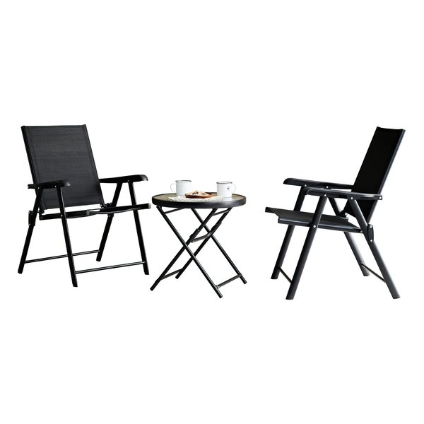 テーブルチェアセット テーブル: 約 幅φ51cmチェア: 約 幅60×奥行67cm ブラック LGS-4682S-BK
