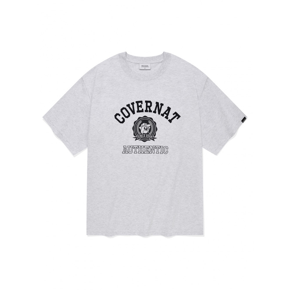 COVERNAT ボーダーコリーエンブレム T シャツヘザーグレー