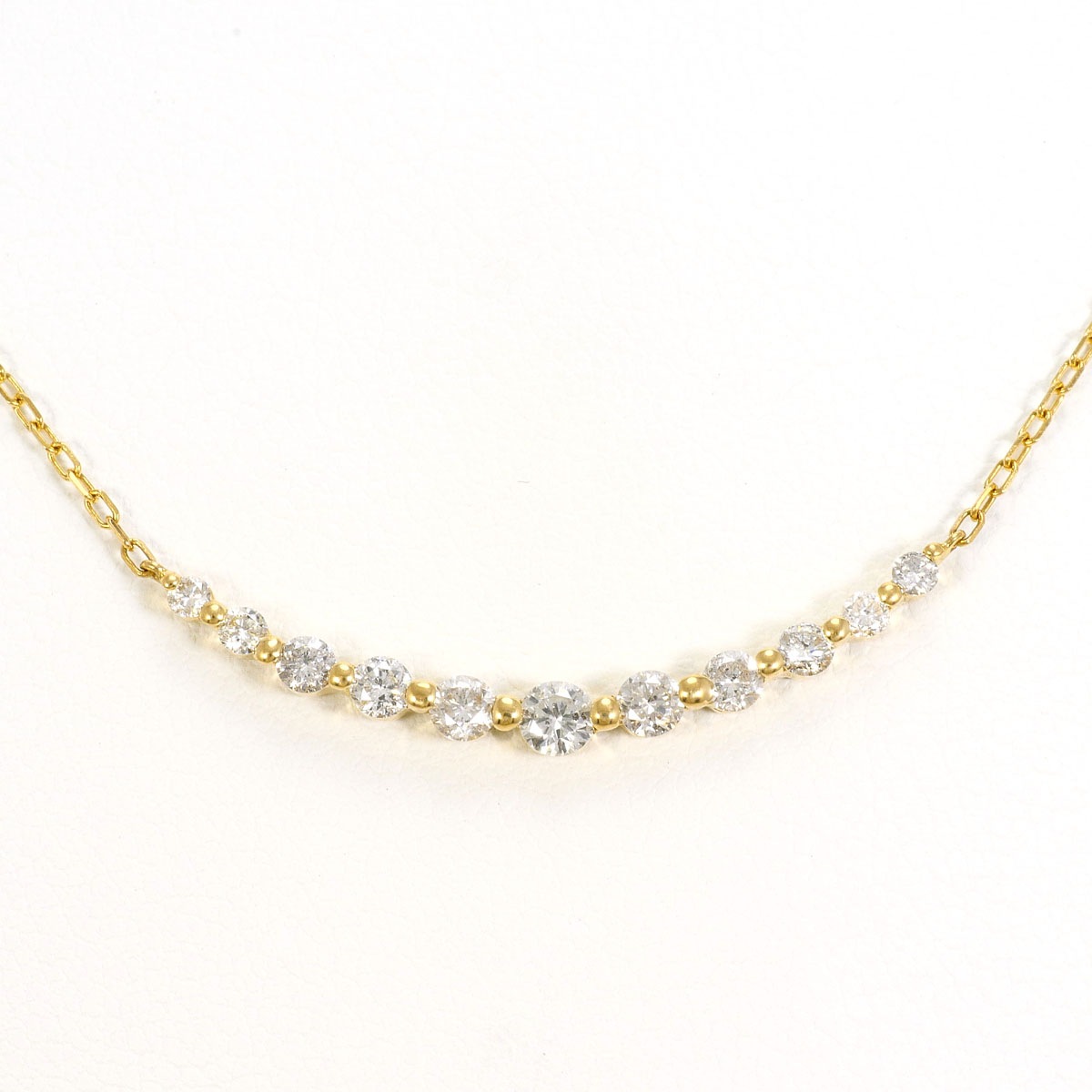 K18 18金 YG イエローゴールド ネックレス ダイヤモンド 0.50ct 総重量約2.2g 約48cm 中古