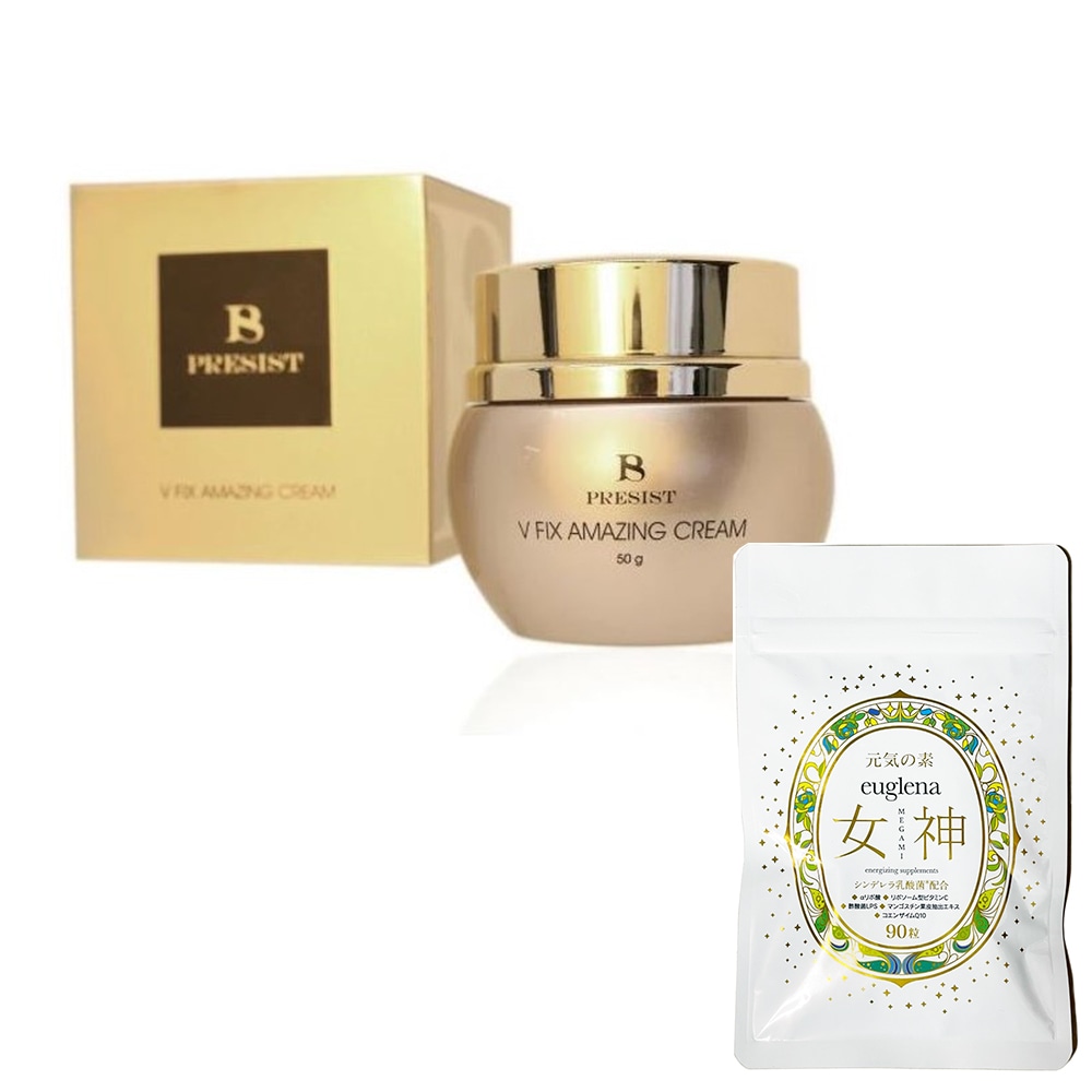 アメージング クリーム＋ユーグレナ女神90粒1個　 V フィックスアメージングクリーム50ｇ