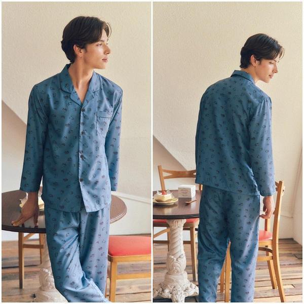 プラスコットン起毛猫男性パジャマセットVPA4552MSSG