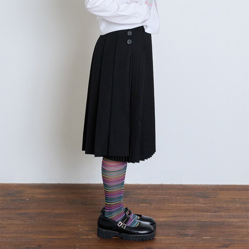DOUBLE MOOD WRAP PLEATED SKIRT