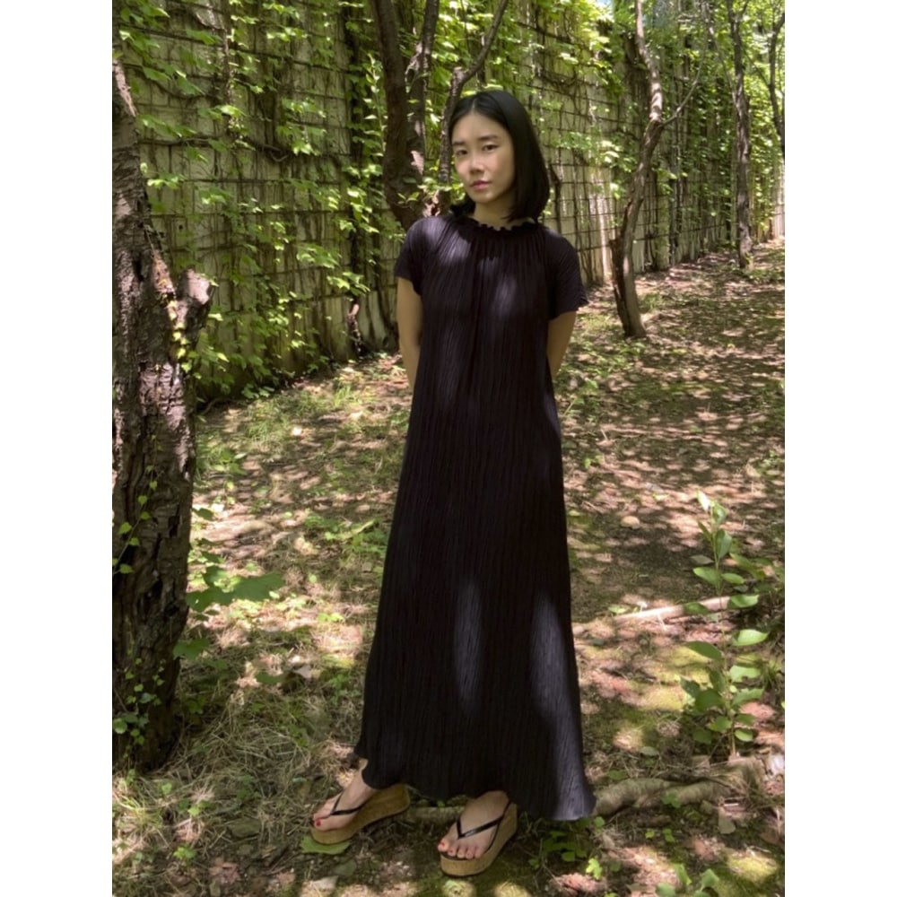 TINA BLOSSOM ボーイ 無地 マキシ丈 半袖 ワンピース・ドレス [マルチ