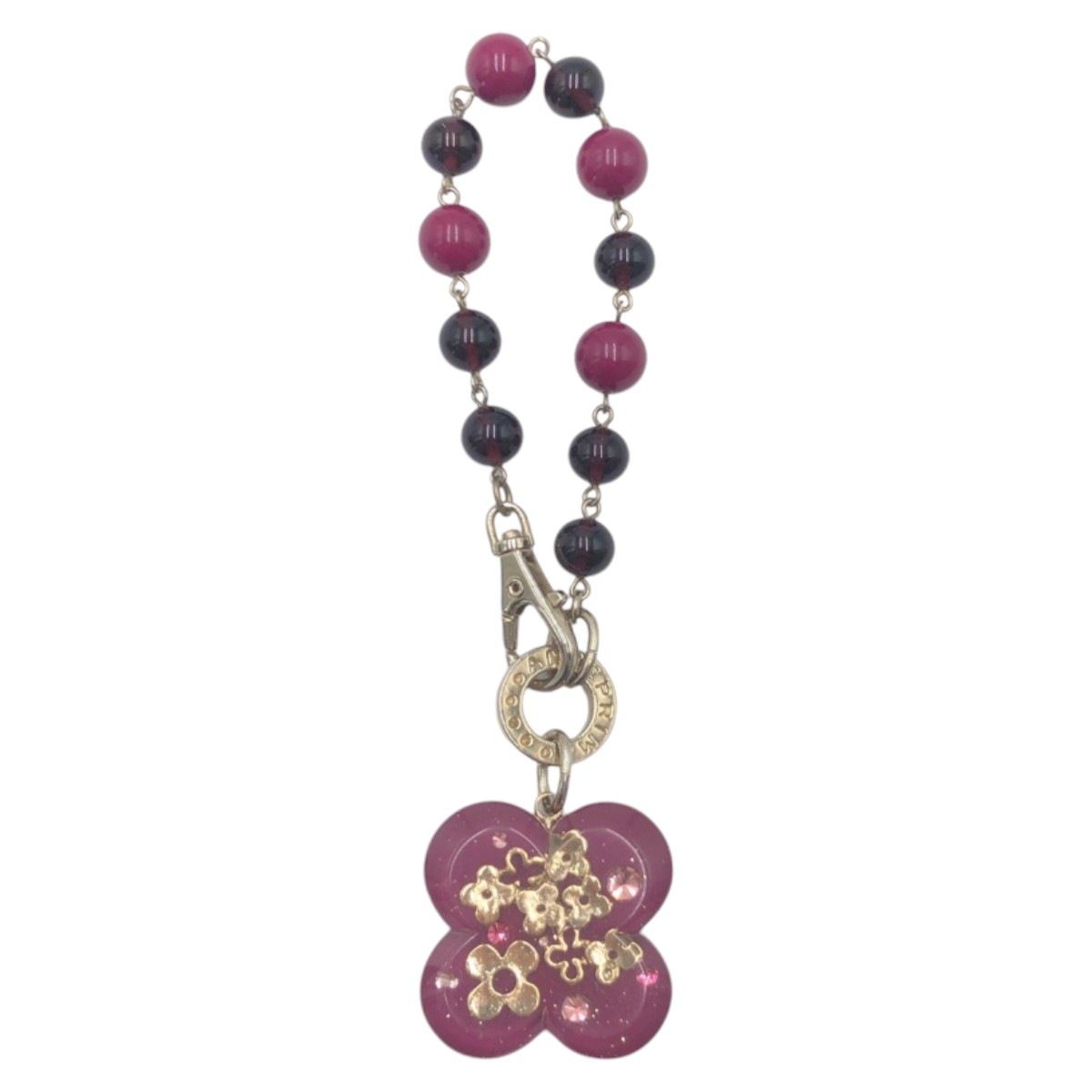 パープル シルバー金具 プラスチック キーホルダー キーリング レディース 409977