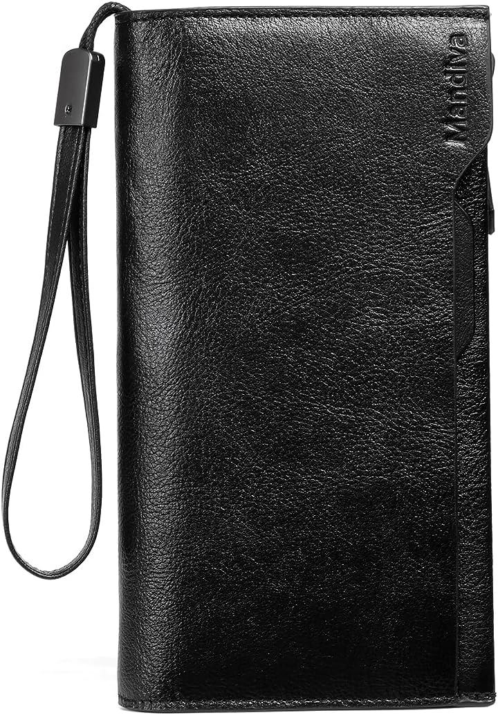 財布 メンズ 長財布 本革 ハンドバッグ セパレート型 小銭入れ 大容量 トップレザー(ブラックータイプ02)