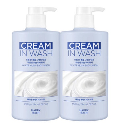 ハッピーバスクリームイン高保湿大容量ボディウォッシュホワイトマスク900g 1口+1口