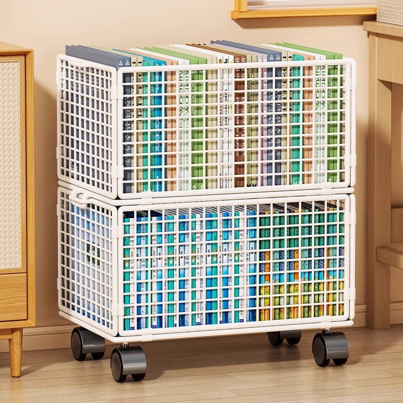 モバイルブックストレージボックス学生デスクブックボックスホイール付きの移動可能な本の本箱教室組織キャビネット