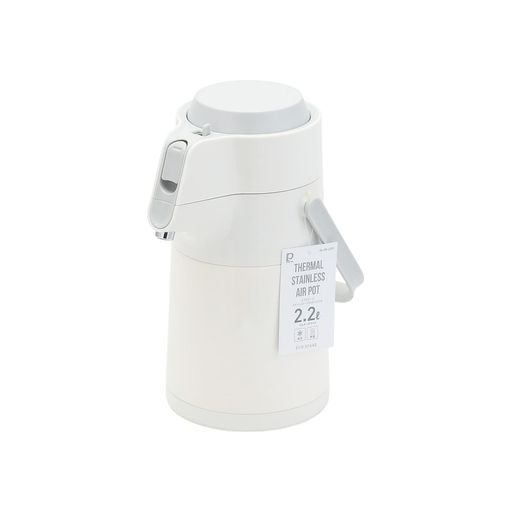 パール金属 ポット エアーポット 2.2L ステンレス 保温 保冷 卓上 広口 アップ形状 ミルキーホワイト エコステージ HB-6759