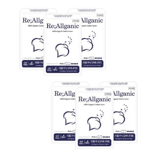 ナチュラルコットンオーガニック生理用ナプキンリオールガニックオーバーナイト4P 6パック快適な送り込み吸収安全