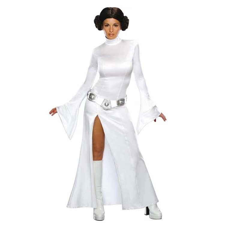 リア姫コスプレスターウォーズのコスプレリア姫ホワイトドレスパフォーマンスハロウィンコスプレ